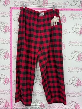 Lazy One Red and Black Buffalo Plaid Men's Lounge Joggers with Moose Patch